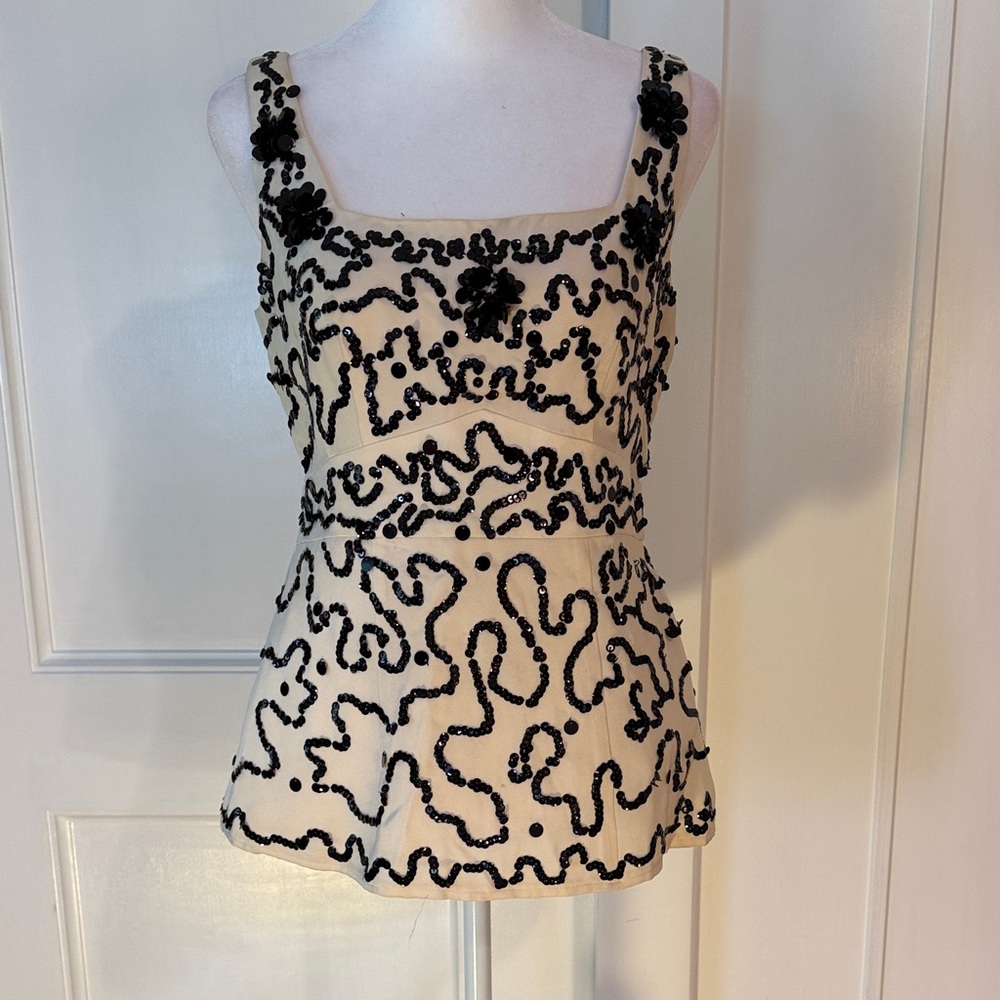 Nanette Lepore Black and Cream Tank Top